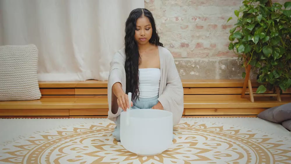 Campana in cristallo di quarzo bianco da 12'' | Chakra del cuore